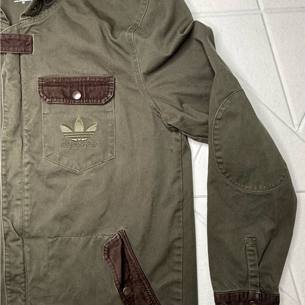 Adidas Skateboarding Jacket Olive Green Hooded Men's Size M Lightweight Utility - Picture 4 of 14